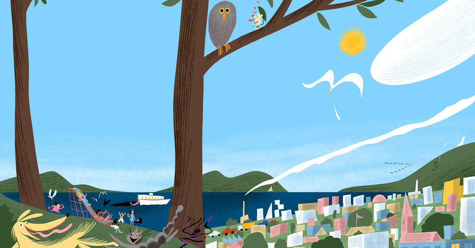 illustrasjon animert mann med sedler som daler ned