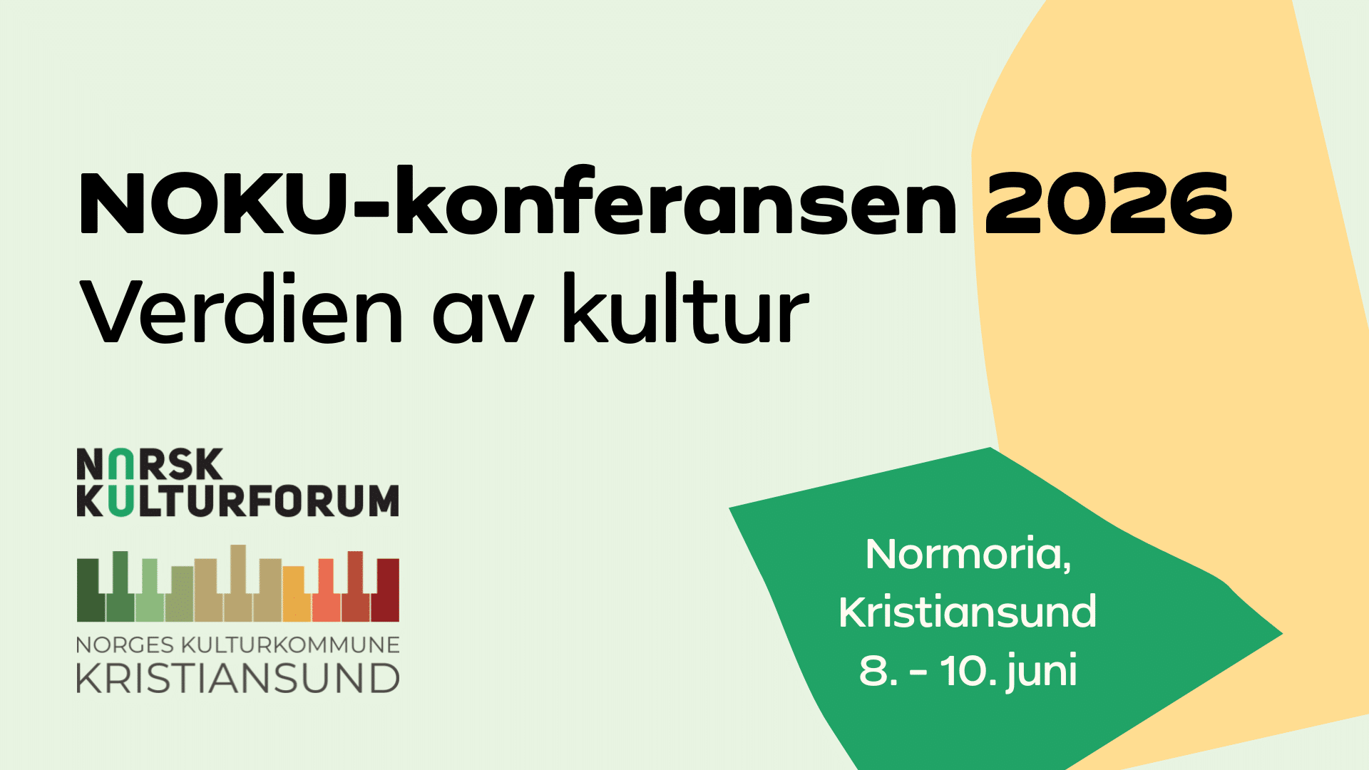 Logo NOKU-konferansen 2026. Verdien av kultur. Normoria Kristiansund 8.-10. juni